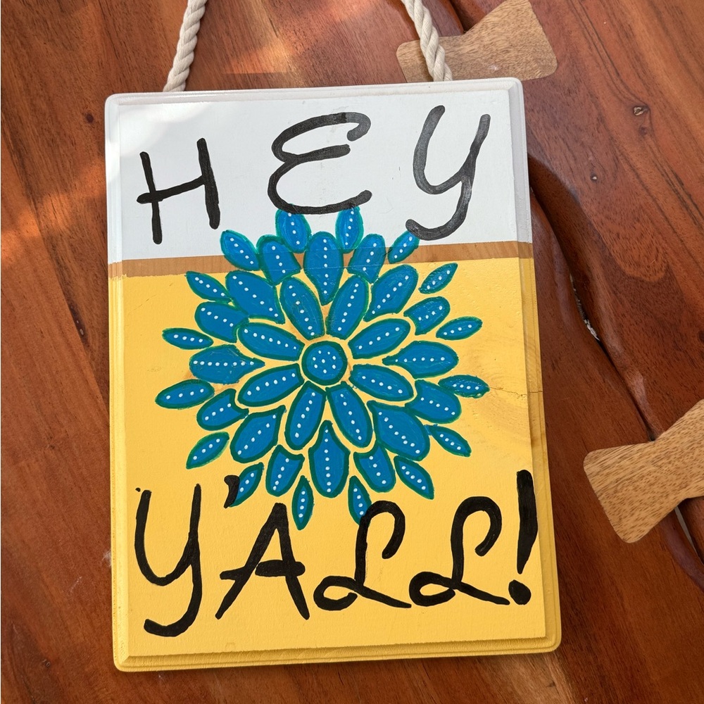 Custom Hand-Painted Pine Wood Welcome Sign | "Hey Y'all" Door/Wall Art